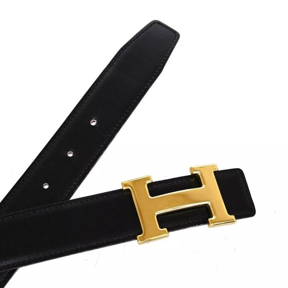 HERMES H Logo Constance Reversible Buckle Belt #70 Leather Black Red 72RH304 - Picture 9 of 12